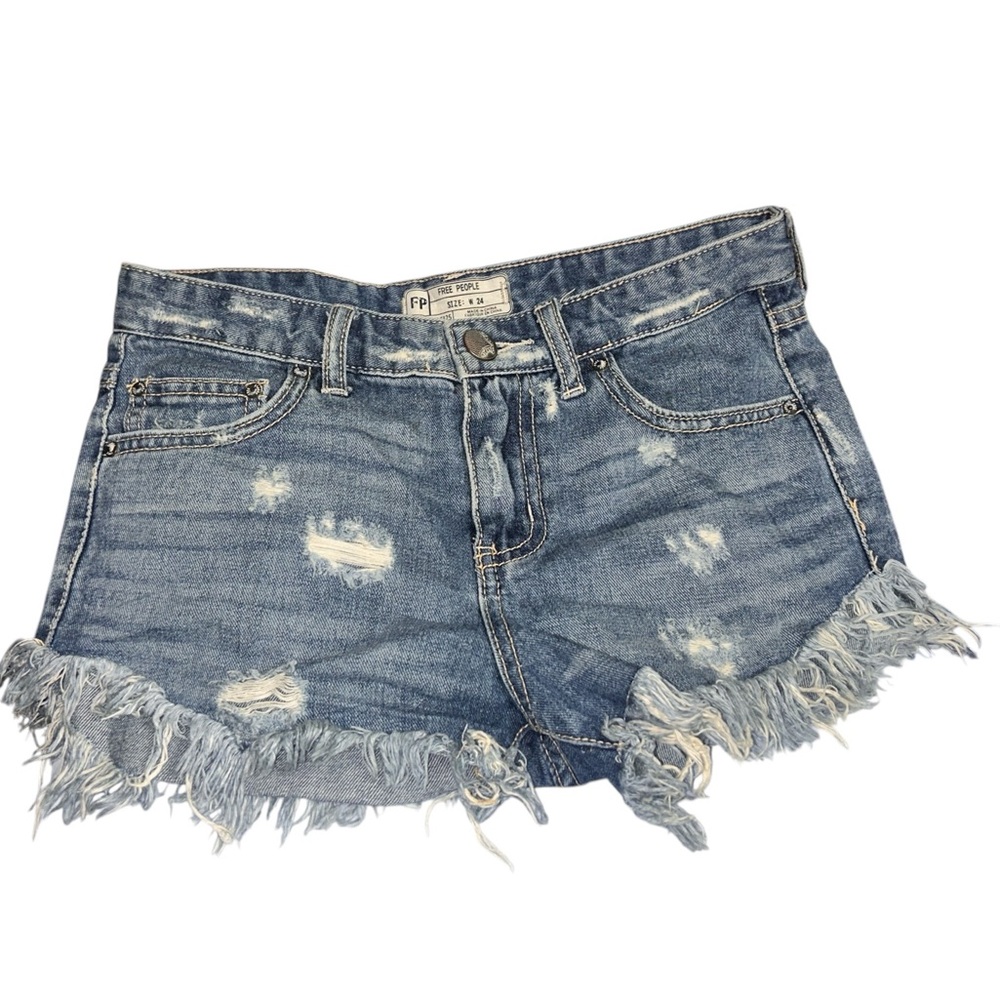 Free People Denim Shorts - Distressed. Sz. 24 Waist.